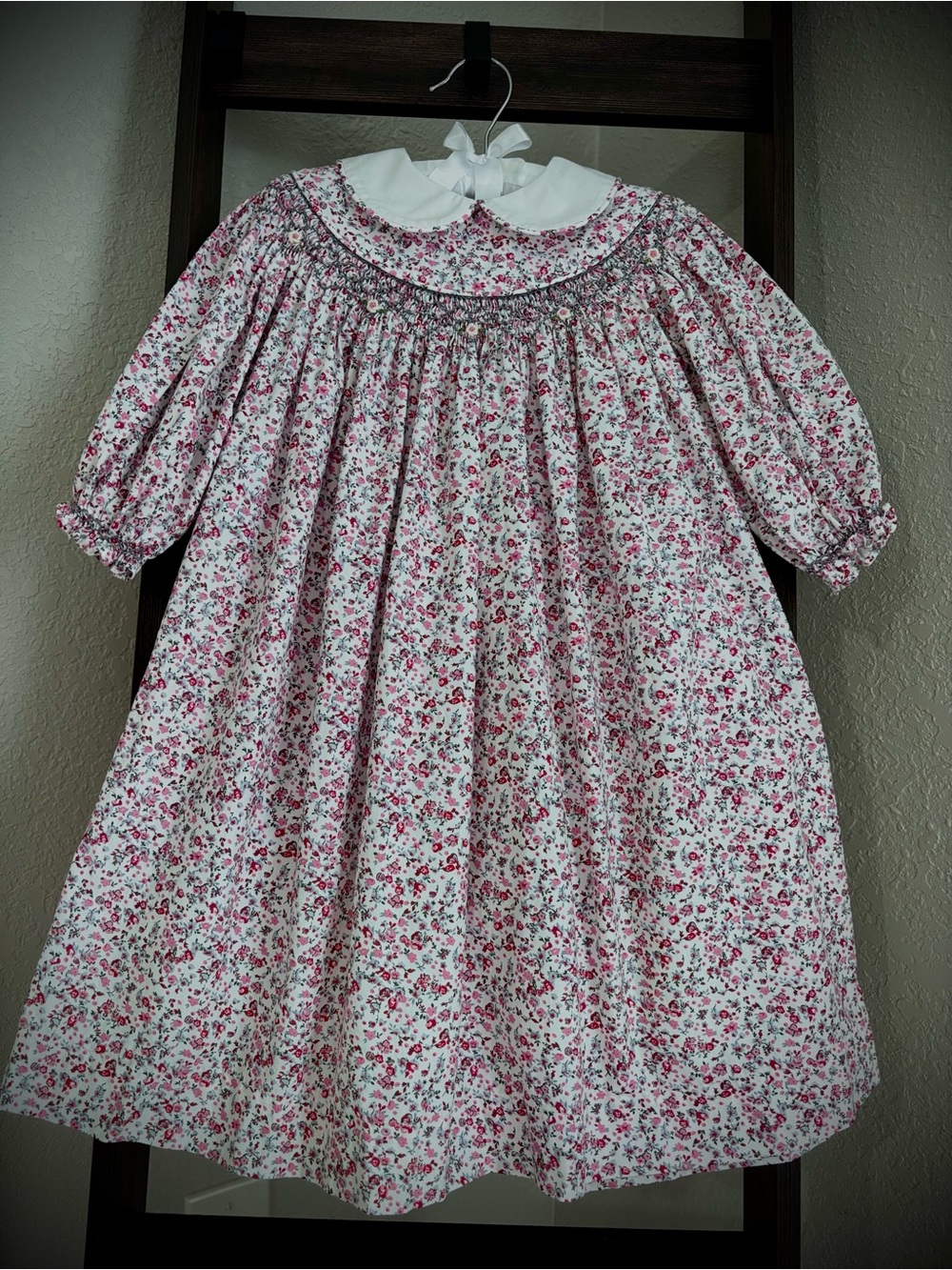 Girls Floral Smocked dress Pink